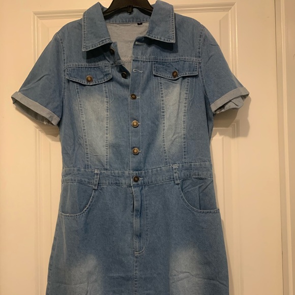 NWOT Distressed Jean Dress - Picture 1 of 4